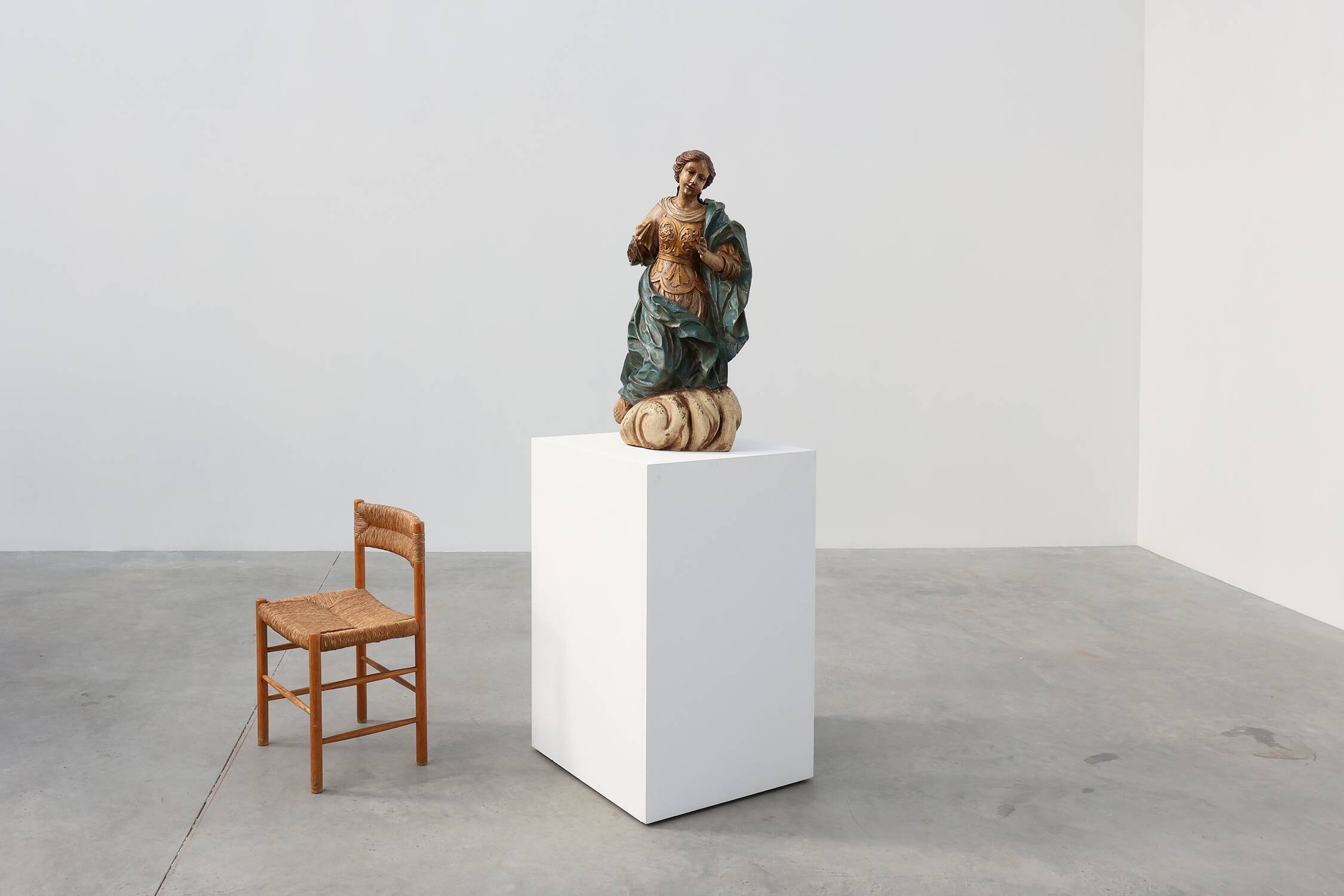 French 18th Century Religious Statue of the Virgin Mary on a cloud