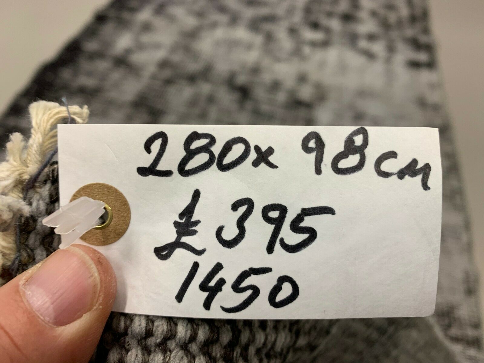 Distressed Turkish Runner 280x98 cm wool Vintage rug, Overdyed Black