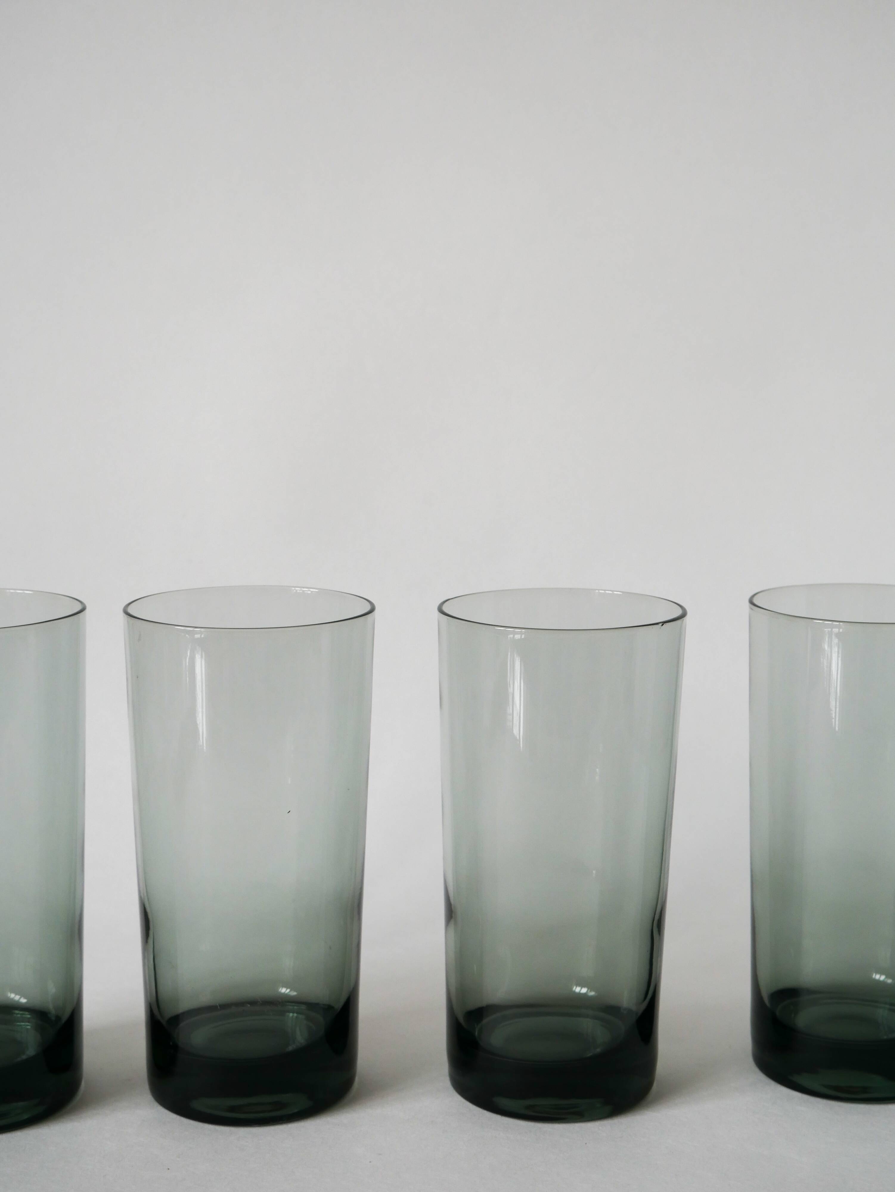 set of 4 Long Drink glasses in smoked glass Design 1970