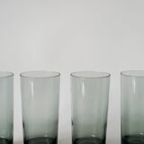 set of 4 Long Drink glasses in smoked glass Design 1970