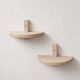 Pair of half-moon wall shelves in solid oak