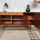 Vintage Scandinavian enfilade with metal legs.