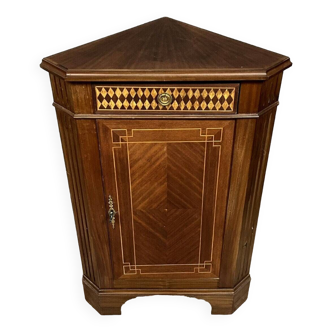 Louis XVI style corner in mahogany and marquetry 20th century