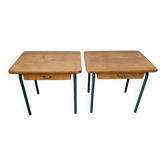 Paire de chevets bois et metal vintage