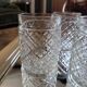 6 Nestlé glasses – faceted pressed glass – 1970s.