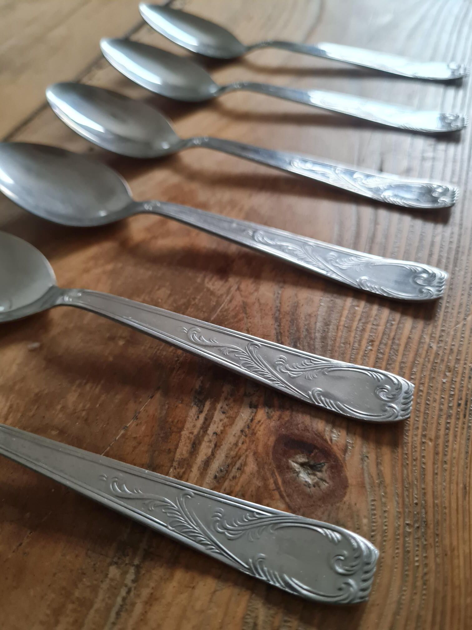 Set of 6 spoons in vintage stainless steel
