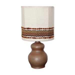 Lampe en grès, abat jour en laine,