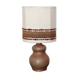Stoneware lamp, wool lampshade, 70s