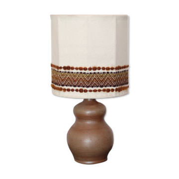 Stoneware lamp, wool shade, 1970s.