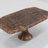 Vintage mid century brutalist copper coffee table 1970s