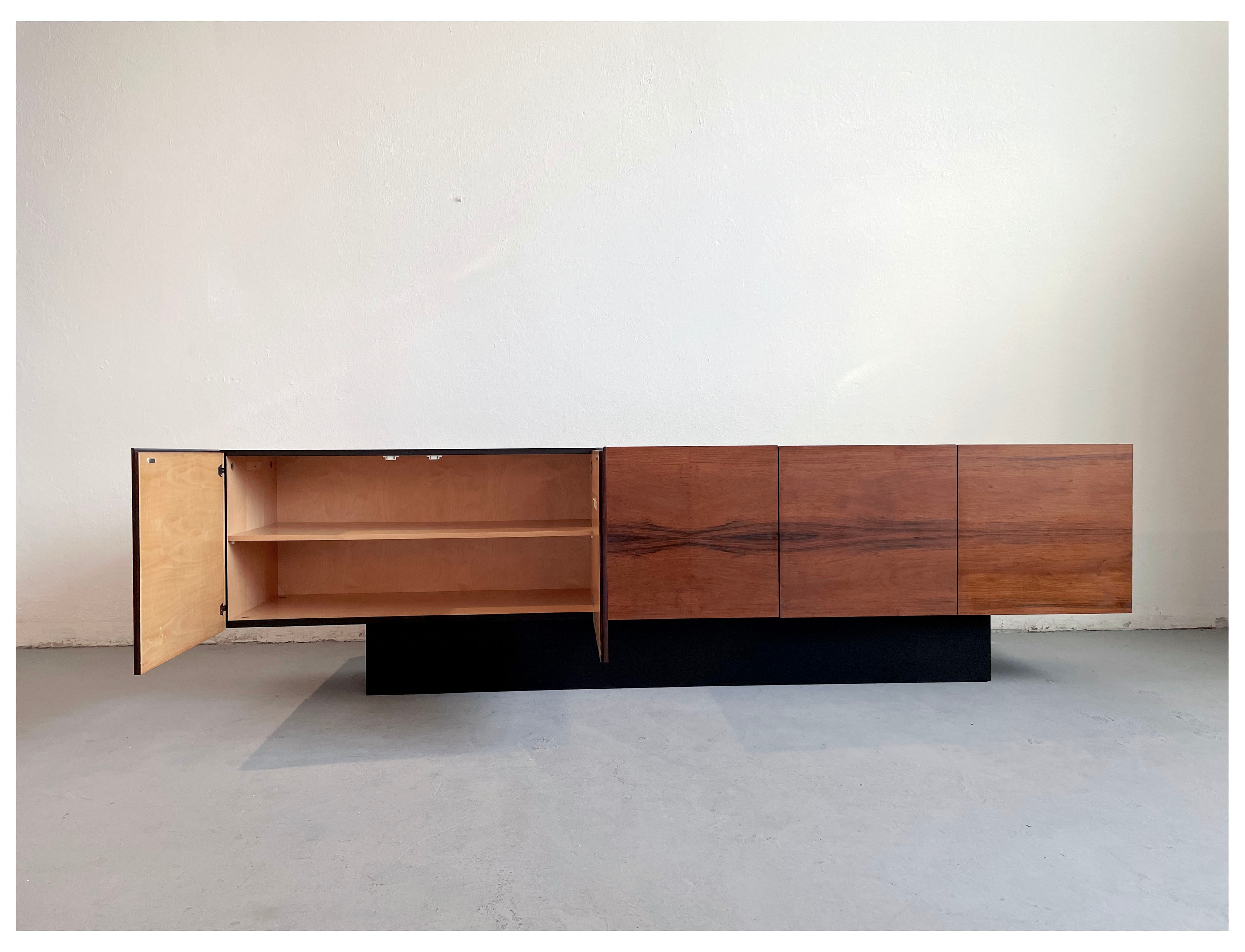 Mid century modern sideboard credenza brazilian rosewood veneer