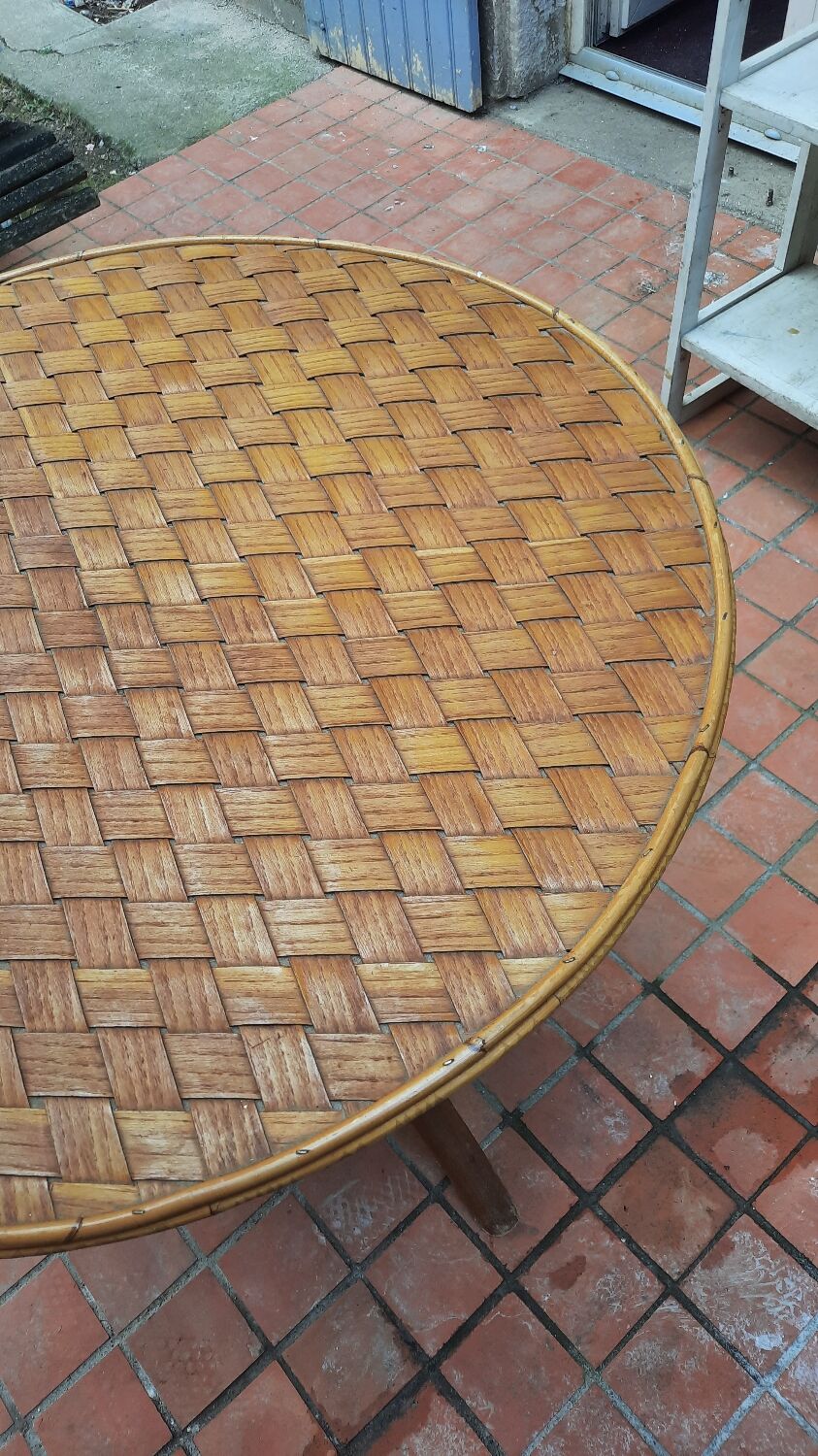Vintage rattan round table
