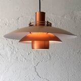 Pendant light in copper and beige layers, Denmark, 1960s.