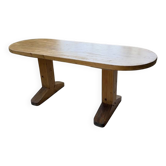 Brutalist pine oval table