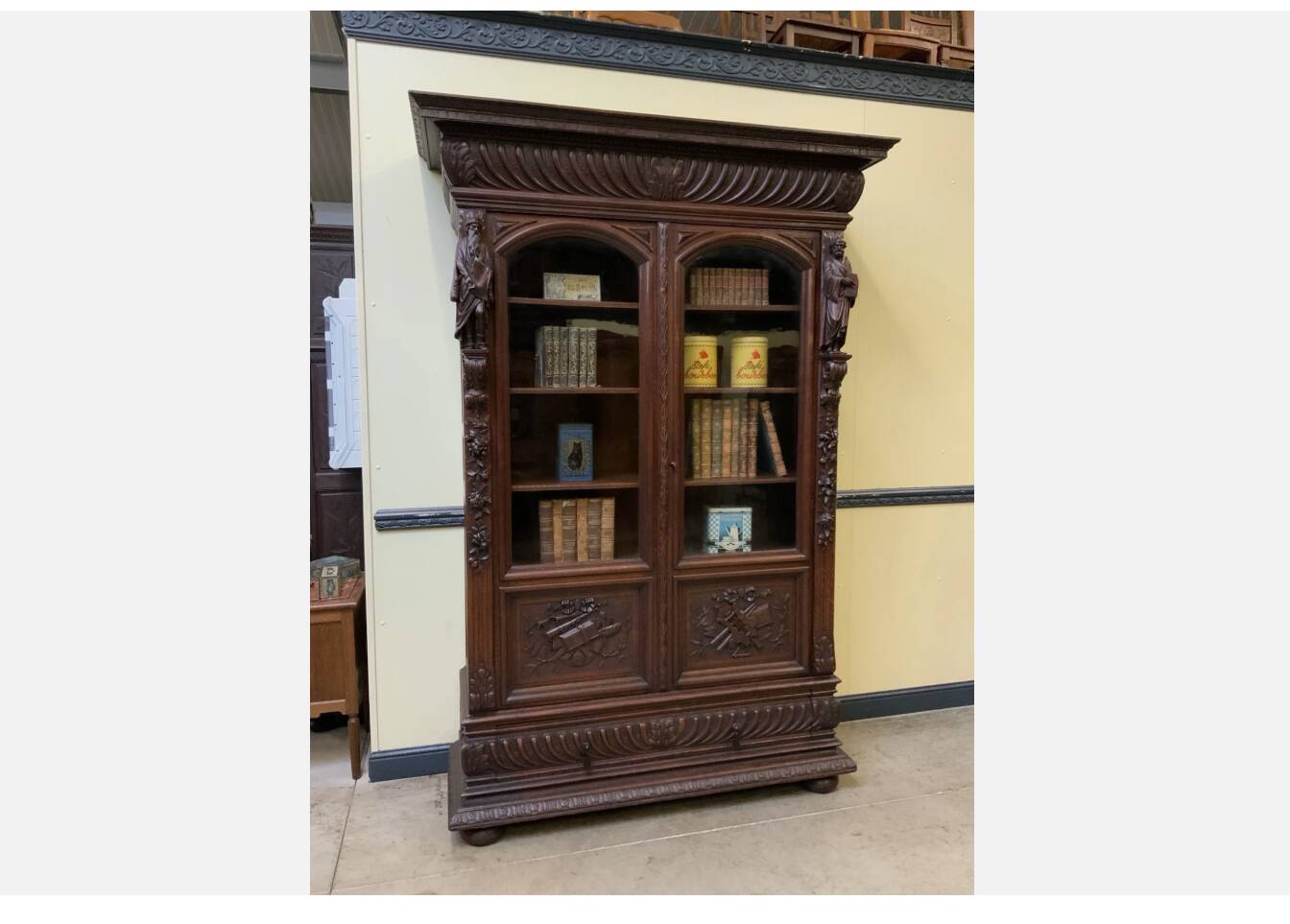 Imposing antique Neo-Renaissance bookcase