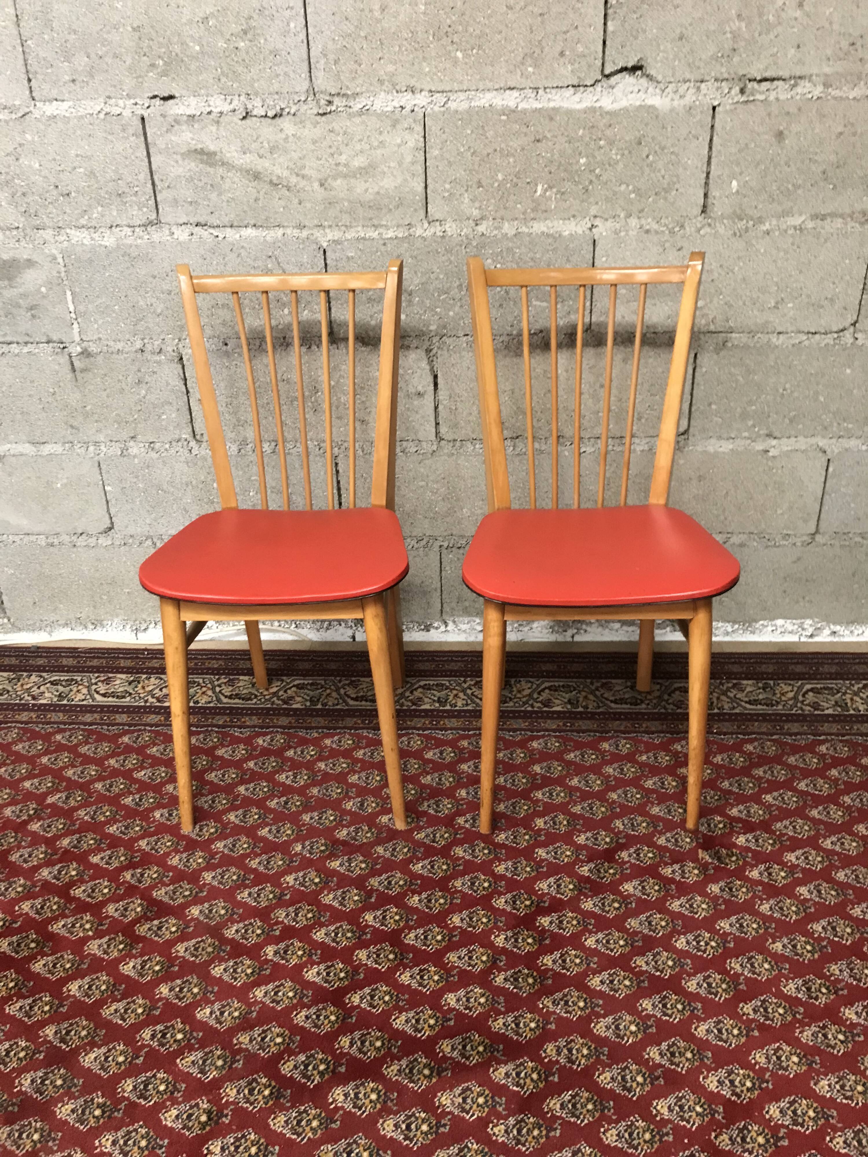 Pair of bistro chair Skaï red ep 60