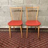 Pair of bistro chair Skaï red ep 60
