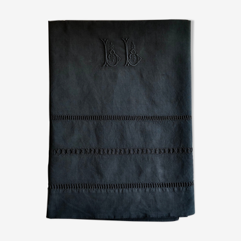 Old linen sheet and intense black washed cotton
