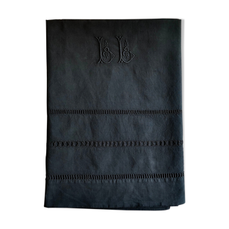 Old linen sheet and intense black washed cotton