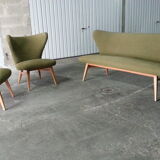 Sculptural sofa and 2 armchairs fifties sofa set