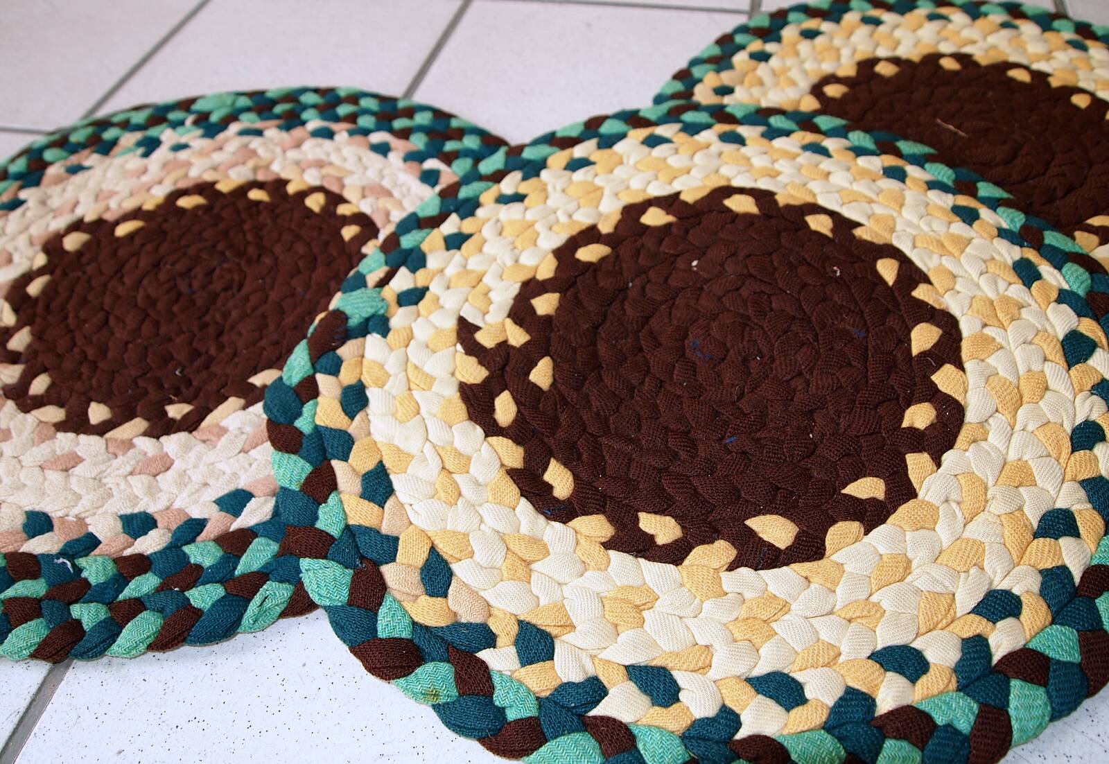 Coussins de chaise tressés américains antiques faits main 38cm (1940s)