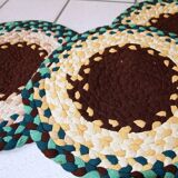 Coussins de chaise tressés américains antiques faits main 38cm (1940s)