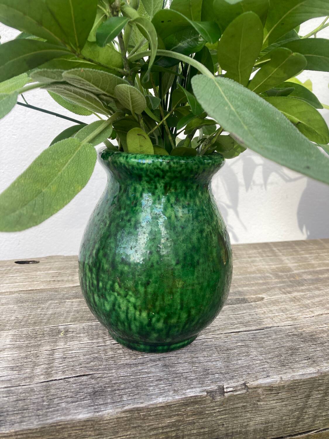 Vallauris 1950 Jordan Foucard vase in green ceramic