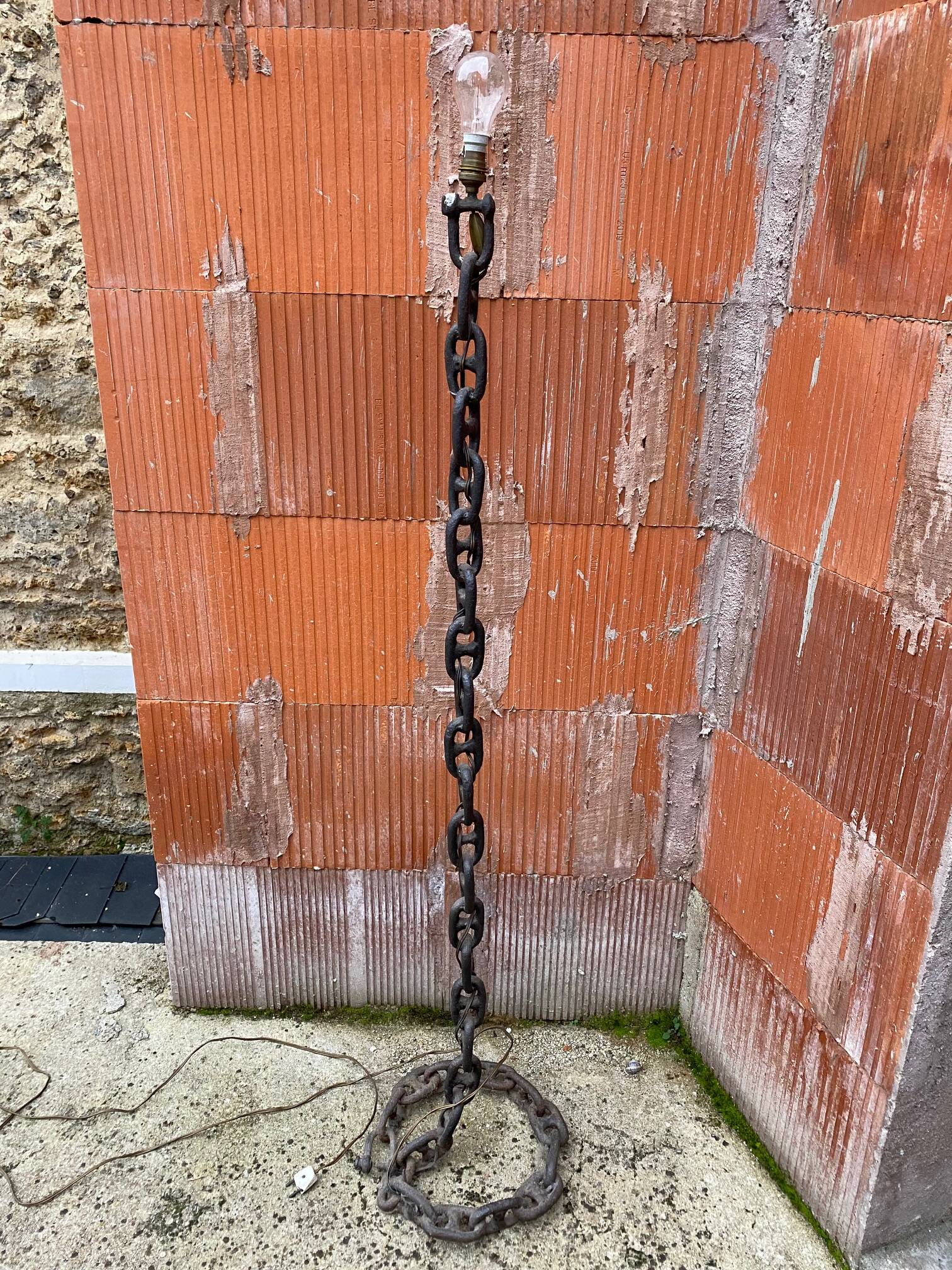 Brutalist chain floor lamp
