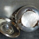 Alpaca silver metal serving dish with flowers