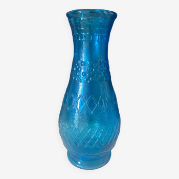 Grand vase en verre italien bleu