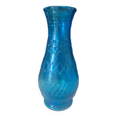 Grand vase en verre italien bleu