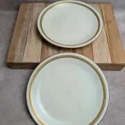 Set of 2 antique Limoges porcelain plates – Golden friezes