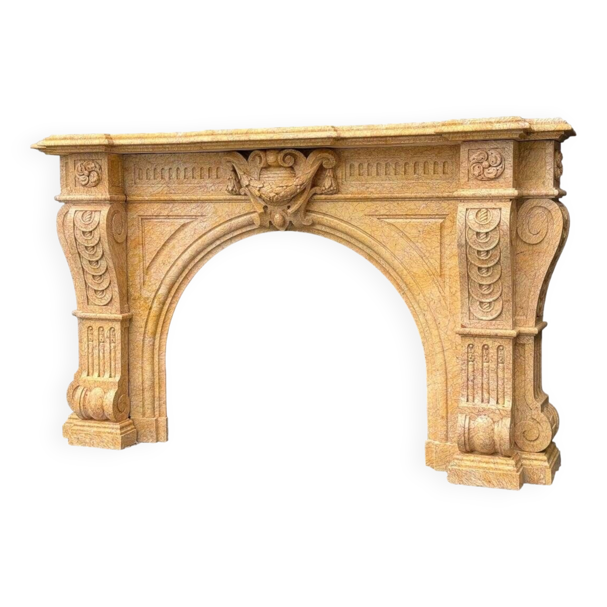 Napoleon iii style lamartine yellow marble fireplace circa 1880