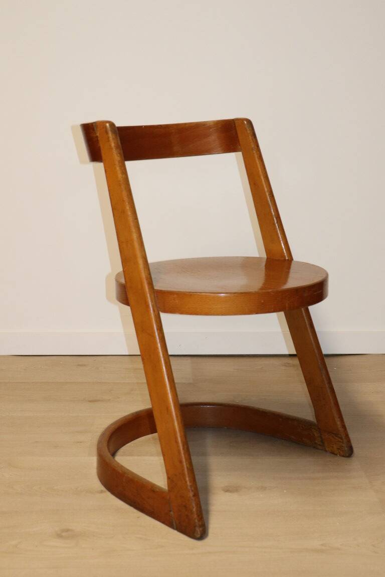 Chaise Vintage Baumann Modèle "Halfa" en bois, 1970