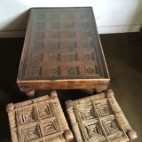 Indian coffee table and two stools