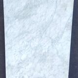 White marble table, cast iron base signed SNES, made in France