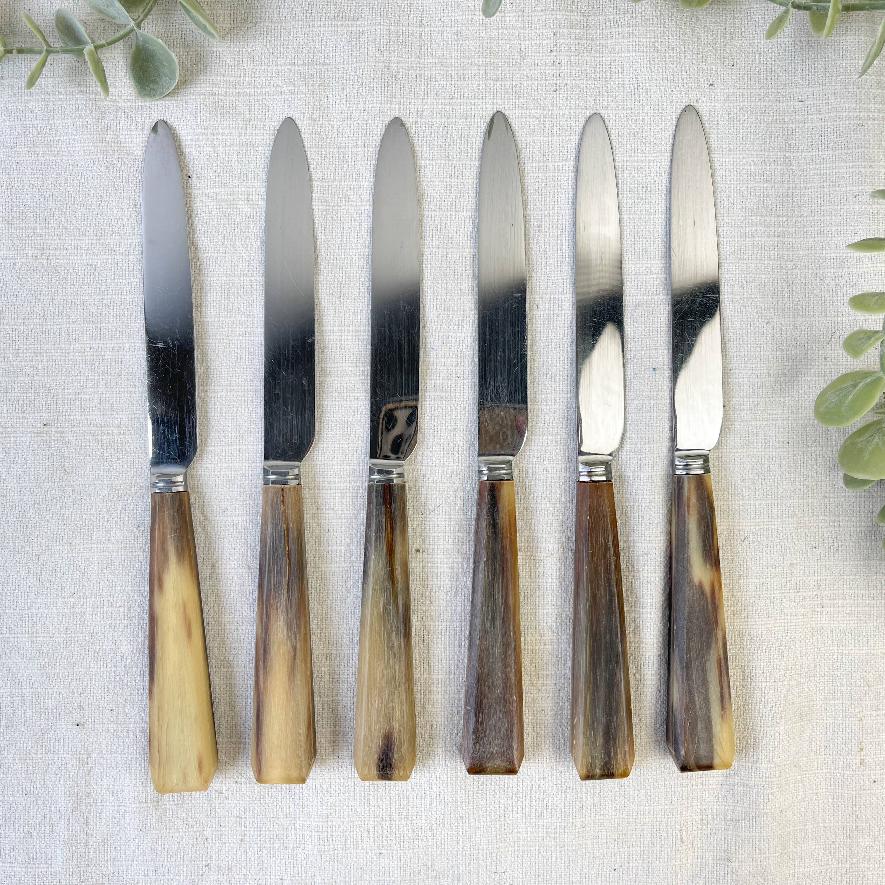 6 Vintage Horn Dessert Knives