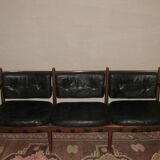 Cadett 3-seater sodfa in teak and leather by Eric Merthen, Sweden 1960s