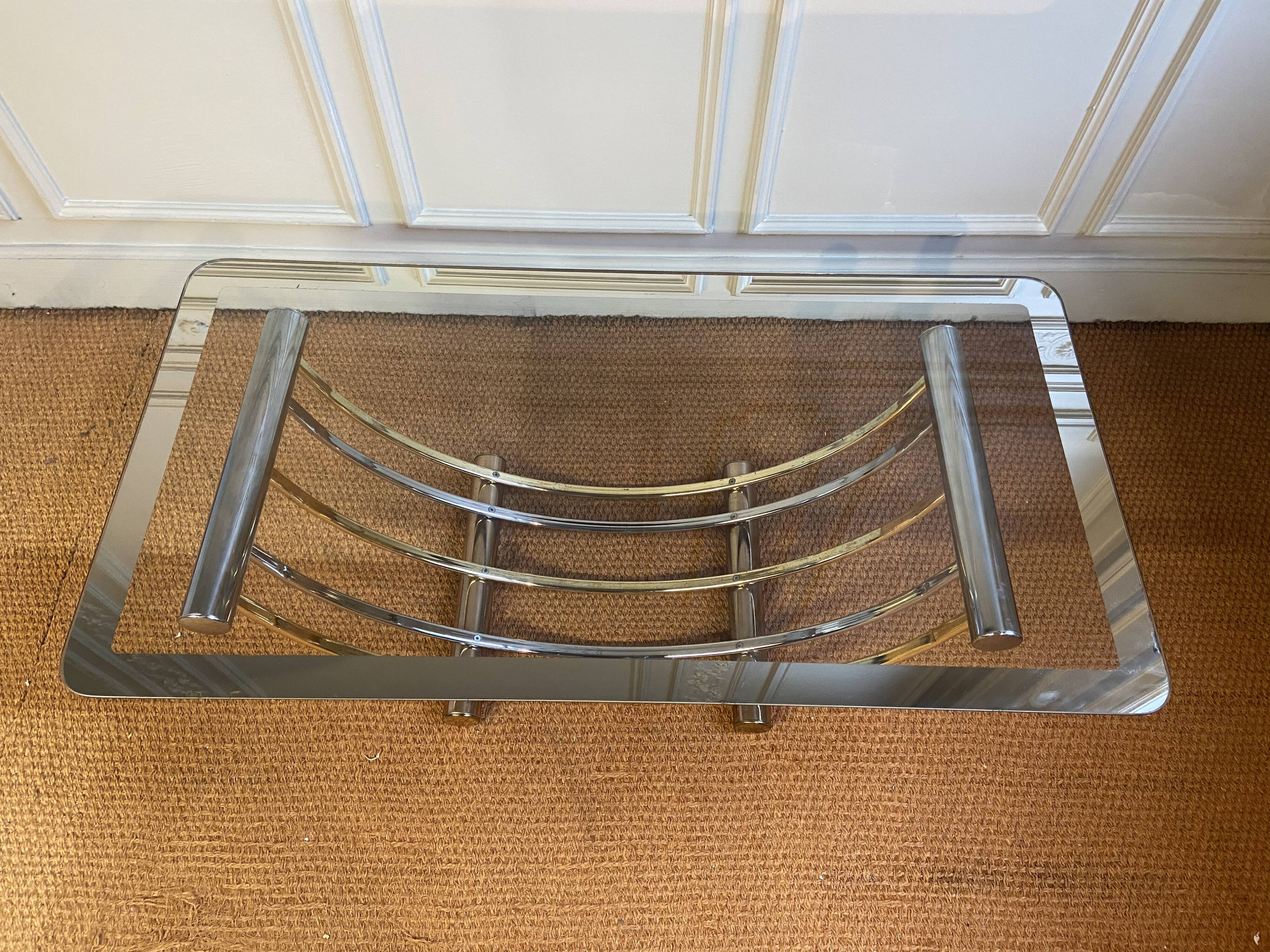 Gold and chrome metal coffee table, Belgo Chrom, 1970s