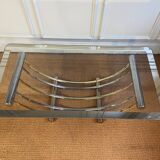 Gold and chrome metal coffee table, Belgo Chrom, 1970s