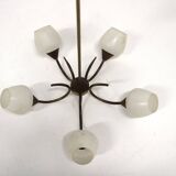 Scandinavian metal and glass pendant light, Sweden, 1950