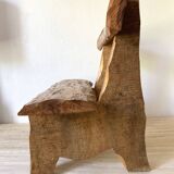 Brutalist low chair in solid wood