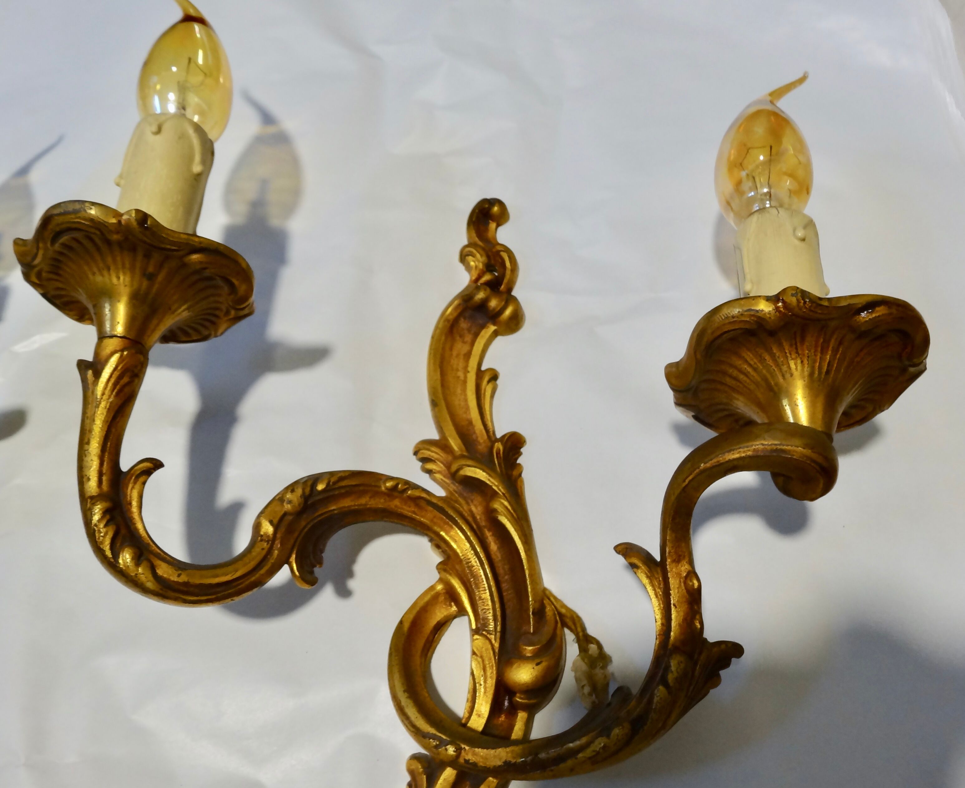 D in bronze wall light pair