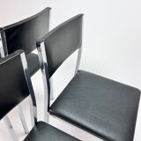 Set of 6 belgium chrome and skai dining chairs, 1960s