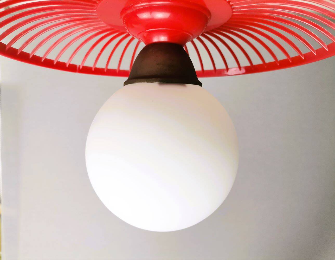 Mid-Century Kitchen Table Hanging Lamp in Red Plastic, 1960s