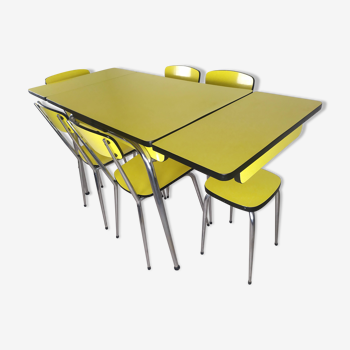 Table et chaises formica jaune