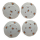 lot de  4 assiettes a dessert en porcelaine de limoges blanche a fleurs, le bord d'une est different