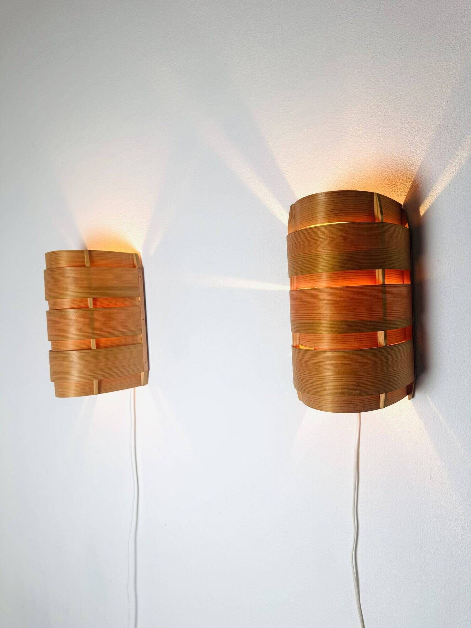 Model V155 Curved Pine Veneer Wall Lamps By Hans-Agne Jakobsson For Markaryd, Sweden 1960S