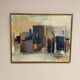 Large original Swedish oil on canvas - 'Blue Bottle and Books' by Gustav Adolf Johansson - 1962 - vintage and framed