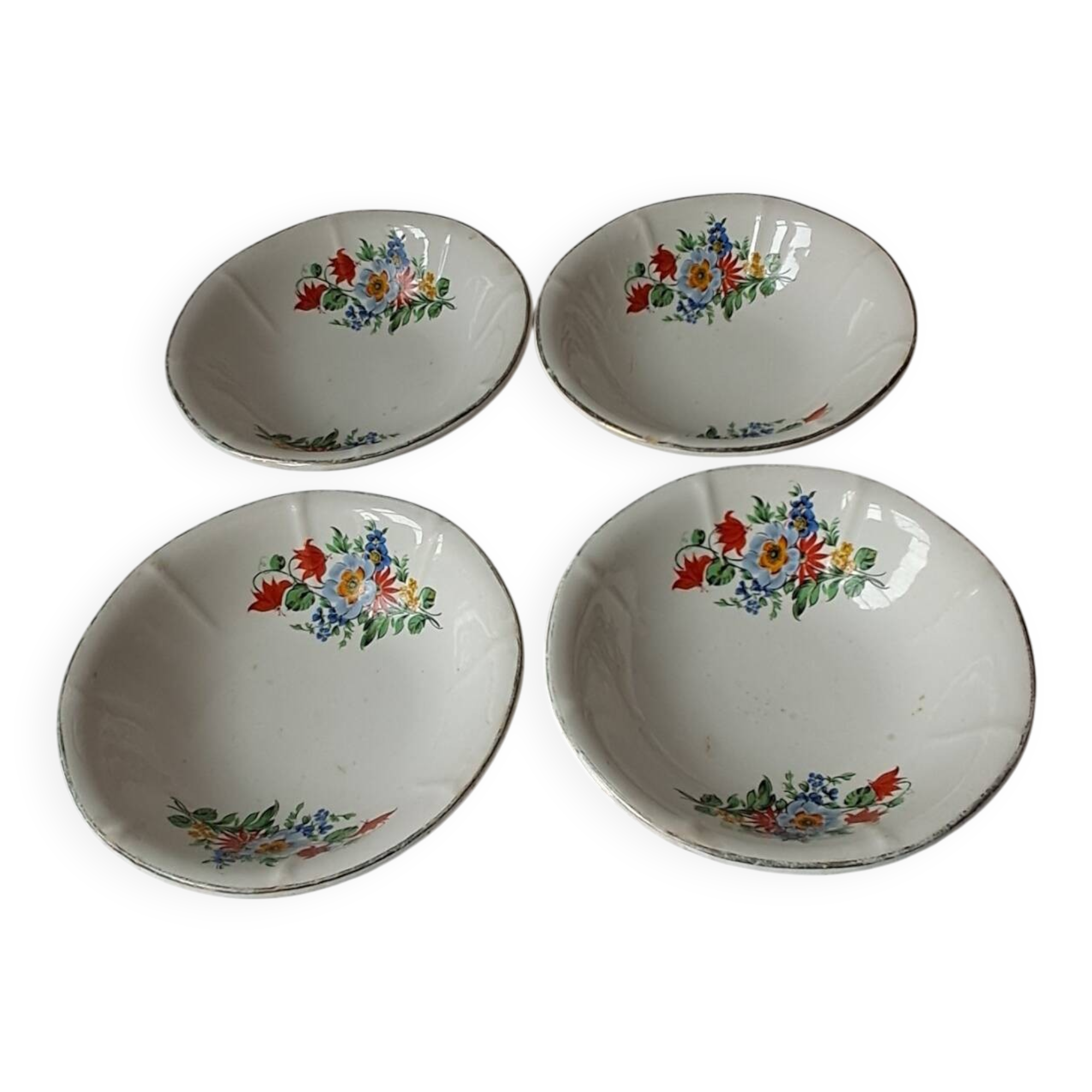 Coupelles vintage Digoin Sarreguemines. Décalcomanies de fleurs